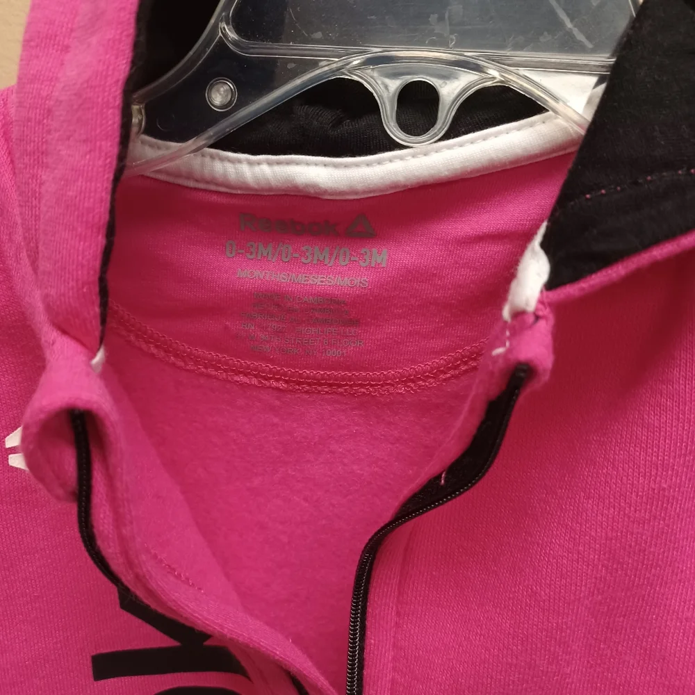 New REEBOK one piece zip hoodie - newborn